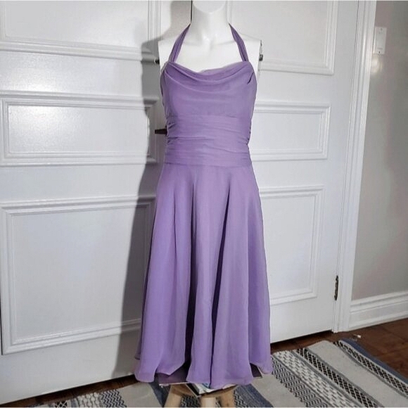 Boutique Halter Mesh Flowy Lilac Dress- Size 2 (XS-XXS Fit) - Picture 3 of 16